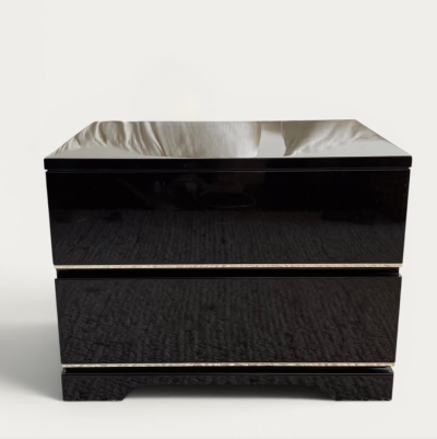 French Black Lacquered Pair of Sofa or Bedside Tables circa 1970