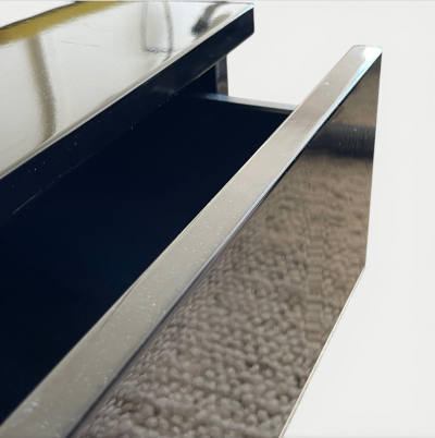 French Black Lacquered Pair of Sofa or Bedside Tables circa 1970