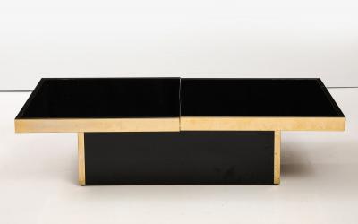 French Black Opaline Glass Coffee Table with Optional Open Center Brass Trim