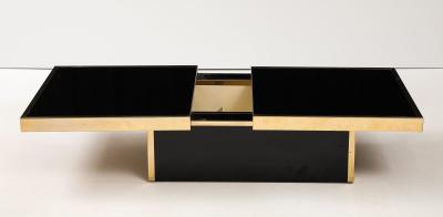 French Black Opaline Glass Coffee Table with Optional Open Center Brass Trim