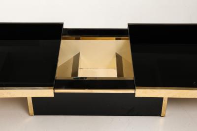 French Black Opaline Glass Coffee Table with Optional Open Center Brass Trim