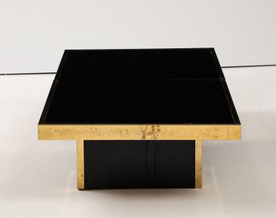 French Black Opaline Glass Coffee Table with Optional Open Center Brass Trim