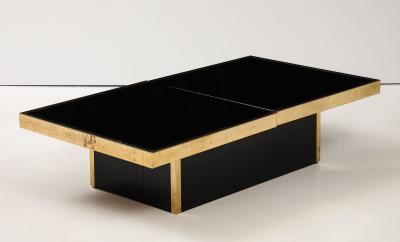 French Black Opaline Glass Coffee Table with Optional Open Center Brass Trim