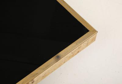 French Black Opaline Glass Coffee Table with Optional Open Center Brass Trim