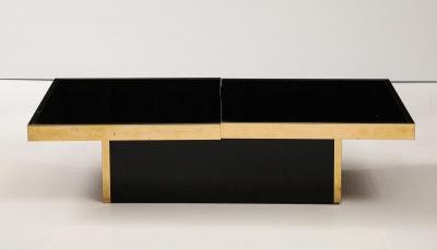 French Black Opaline Glass Coffee Table with Optional Open Center Brass Trim