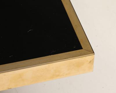 French Black Opaline Glass Coffee Table with Optional Open Center Brass Trim