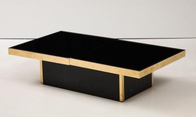 French Black Opaline Glass Coffee Table with Optional Open Center Brass Trim