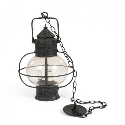 French Black Painted Iron Lantern