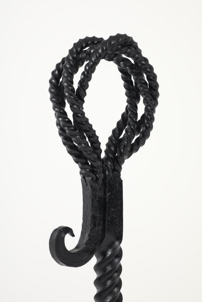 French Blacksmith Twisted Iron Andirons