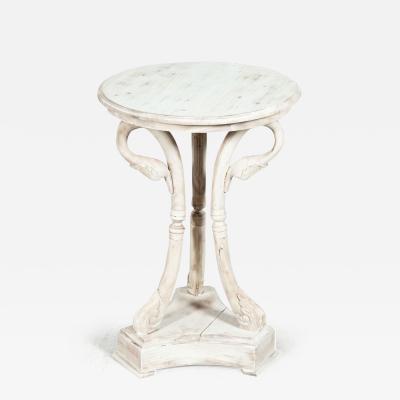 French Bleached Fruitwood Swan Neck Side Table