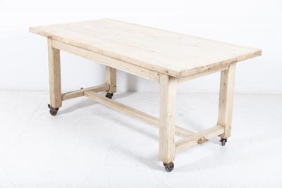 French Bleached Oak Table on Castors
