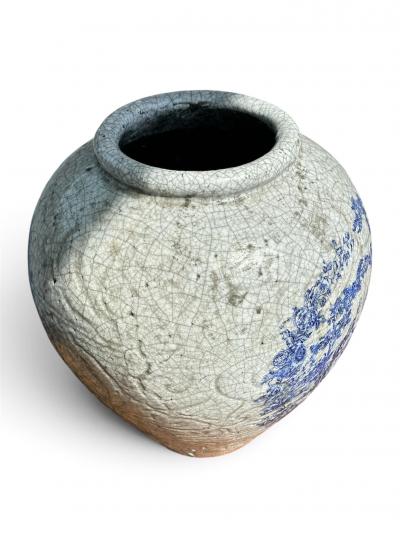 French Blue White Stoneware Cachepot