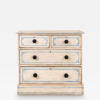 French Blue and White Painted Chest of Drawers Late 19th Century