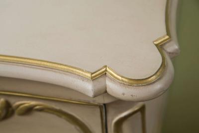 French Bombe Commode Creme Peinte And Parcel Gilt