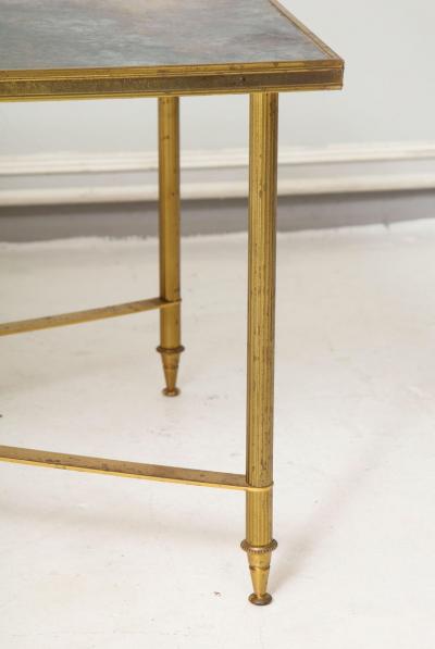 French Brass Directoire Style Coffee Table with Mirrored Top
