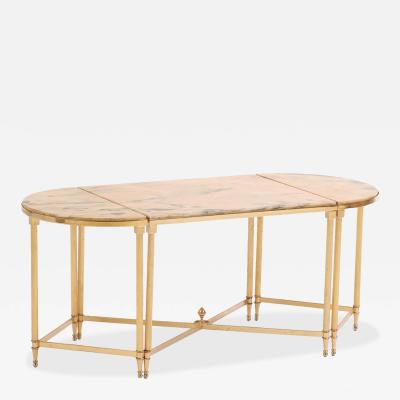 French Brass Plated Onyx Coffee Table in manner of Maison Jansen C 1960 