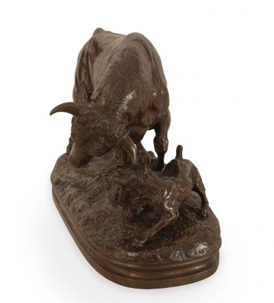 French Bronze Bull and Dog