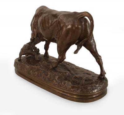 French Bronze Bull and Dog