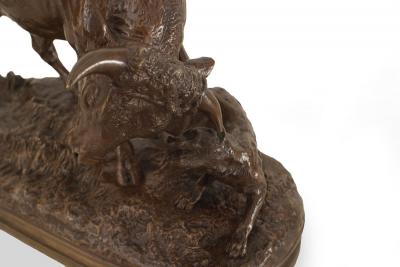 French Bronze Bull and Dog
