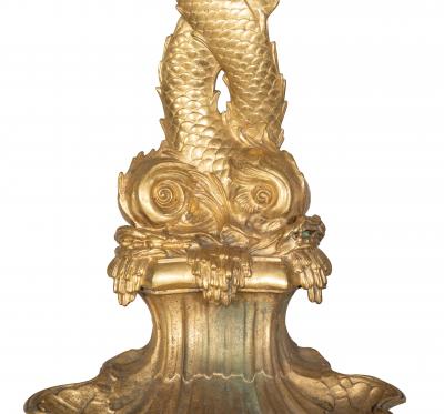 French Bronze Dolphin Form Umbrella Stand
