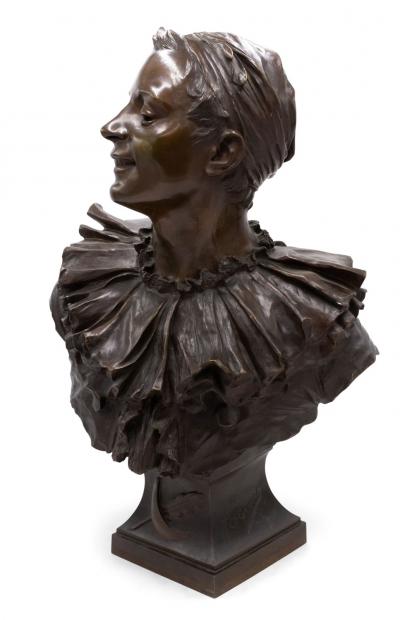 French Bronze Harlequin Bust