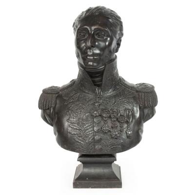 French Bronze Military Officer Bust