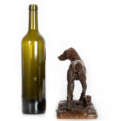 French Bronze Sculpture Chien Braque by Pierre Jules Mene