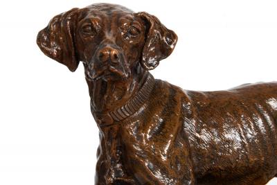 French Bronze Sculpture Chien Braque by Pierre Jules Mene