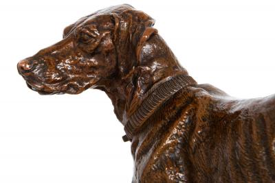 French Bronze Sculpture Chien Braque by Pierre Jules Mene