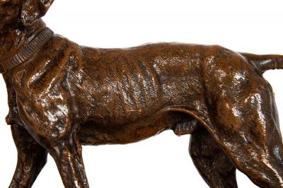 French Bronze Sculpture Chien Braque by Pierre Jules Mene