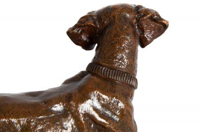French Bronze Sculpture Chien Braque by Pierre Jules Mene