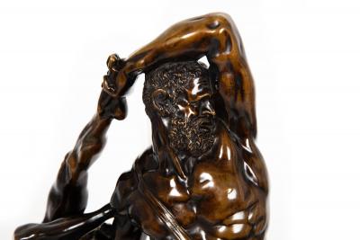 French Bronze Sculpture Hercules Throwing Lichas after Canova ca 1850