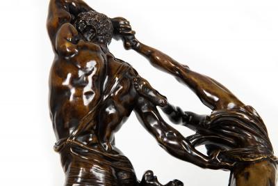French Bronze Sculpture Hercules Throwing Lichas after Canova ca 1850