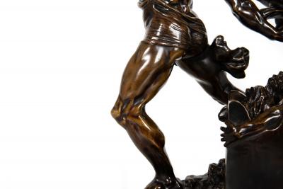 French Bronze Sculpture Hercules Throwing Lichas after Canova ca 1850