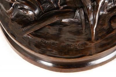 French Bronze Sculpture La Fil de la Vierge by Pierre Emile Hebert ca 1880