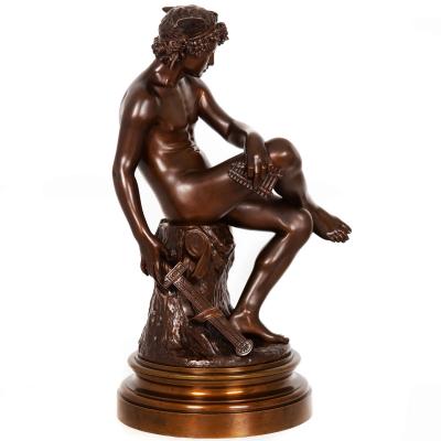 French Bronze Sculpture Mercury Seated after Pierre Marius Montagne