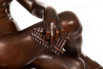 French Bronze Sculpture Mercury Seated after Pierre Marius Montagne