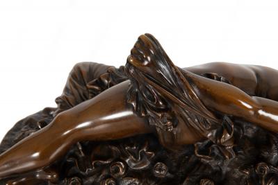 French Bronze Sculpture of Woman Bitten by Snake by Clesinger