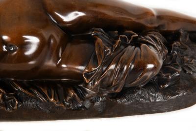 French Bronze Sculpture of Woman Bitten by Snake by Clesinger