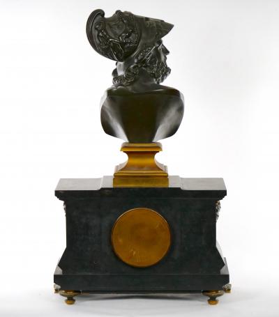 French Bronze Slate Three Piece Garniture Bust of Nenelaus