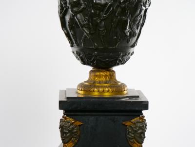 French Bronze Slate Three Piece Garniture Bust of Nenelaus