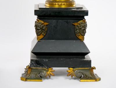 French Bronze Slate Three Piece Garniture Bust of Nenelaus