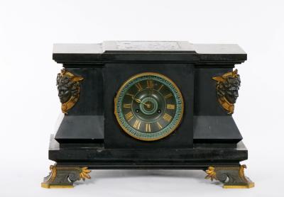 French Bronze Slate Three Piece Garniture Bust of Nenelaus