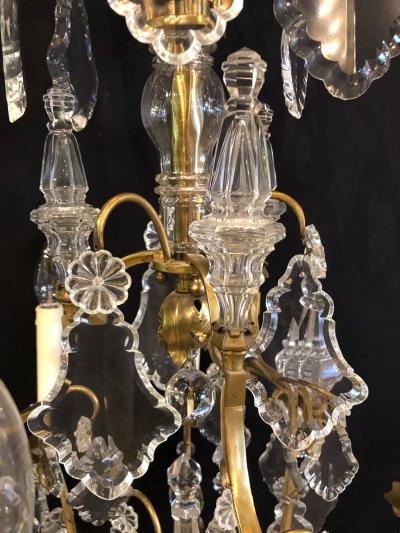 French Bronze and Crystal Gilt Chandelier Louis XVI Style