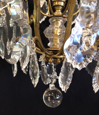 French Bronze and Crystal Gilt Chandelier Louis XVI Style