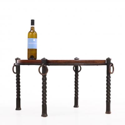 French Brutalist Oak and Iron Coffee Table C 1960