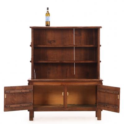 French Brutalist Solid Oak Open Top Cabinet C 1940