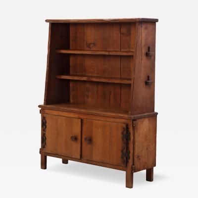 French Brutalist Solid Oak Open Top Cabinet C 1940