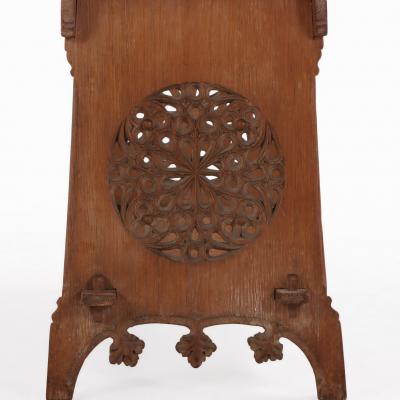 French Brutalist Style Carved Oak Table C 1930