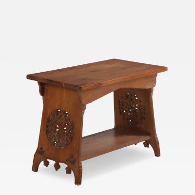 French Brutalist Style Carved Oak Table C 1930